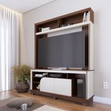 Estante Home Para Tv Até 65 Polegadas 2 Portas Belaya Nogueira Real / Off White
