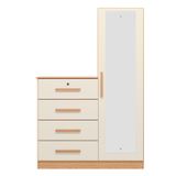 Cômoda Sapateira Com Espelho 4 Gavetas 1 Porta Cancun Marrom/bege