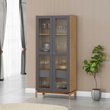 Cristaleira 180cm 2 Portas 1 Gaveta Barcelona Tauari/concret