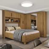 Guarda-roupa Casal Modulado 5 Portas Com Cama Santiago 3 Portas Plus 5 Gavetas Com Espelho Cinamomo
