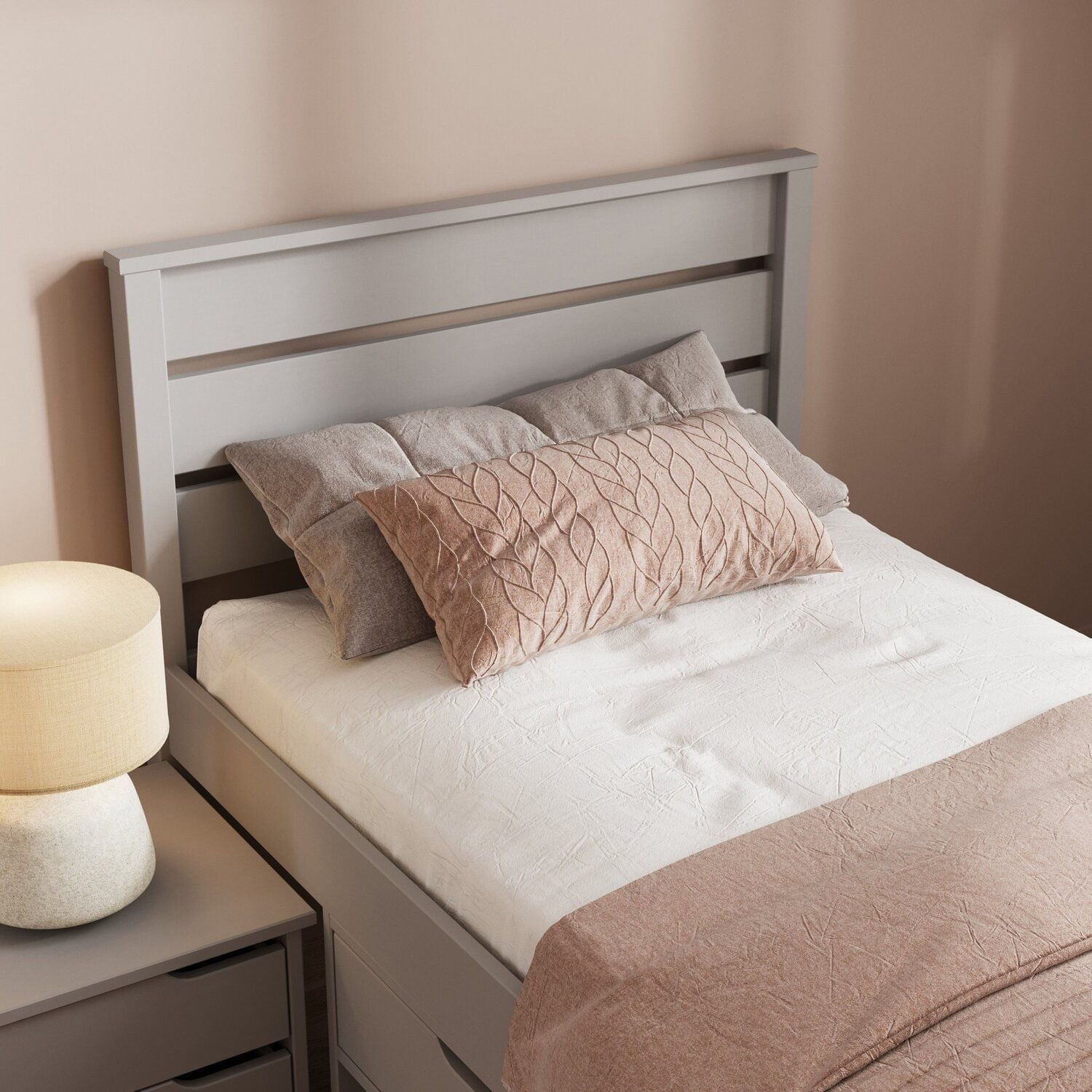 Cabeceira Solteiro Charme / Beauty Madeira Maciça Cinza