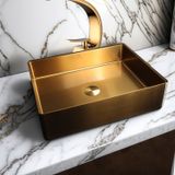 Cuba Retangular Banheiro Aço Inox 304 Dourado