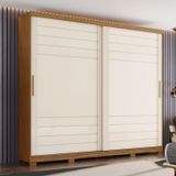 Guarda-roupa Casal Cayman 100% Mdf 2 Portas Deslizantes Com Acabamento Soft 6 Gavetas E Pés Em Abs Nature/off White