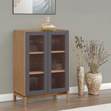 Cristaleira 2 Portas 115,5x80x45cm Em Madeira Maciça Linha Barcelona Tauari/concret
