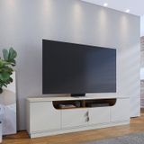 Rack Para Tv Até 75 Polegadas Santorini 200cm Off White Matte / Freijó