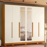 Guarda-roupa Casal Com Espelho 6 Portas 6 Gavetas Fascínio Cinamomo / Off White