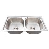 Cuba Dupla Gourmet Cozinha Aço Inox 304 Com Acessórios 78x43cm Aço Inox
