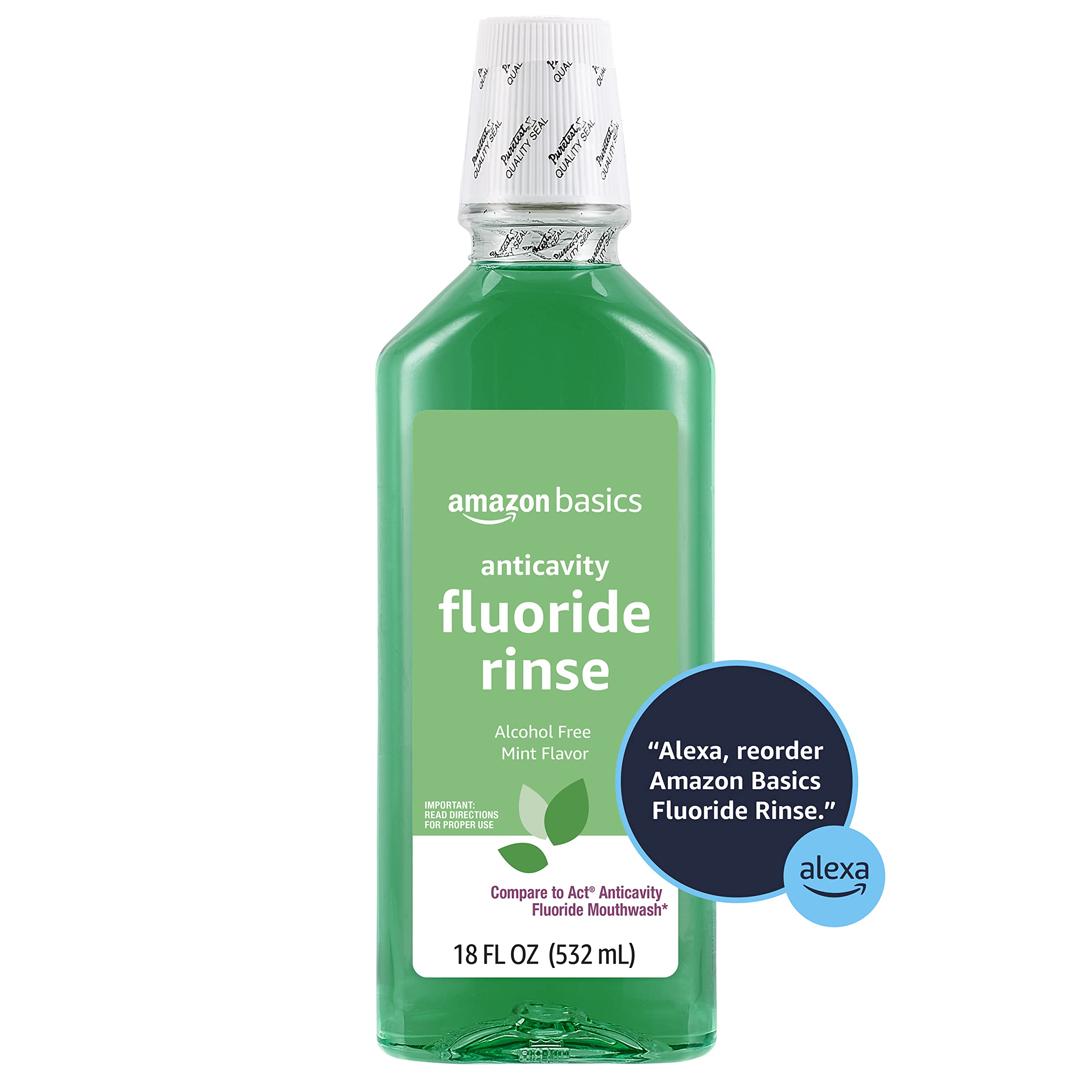 Enxágue Com Flúor Amazon Basics Anticavity Mint, 540 Ml, Pacote Com 2 Unidades