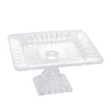 Prato C/pé Para Bolo De Cristal Quadratta Transparente 19x10cm Lyor
