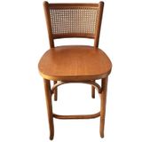 Banqueta Talita Madeira Encosto Palha Bancada Bistrô Cozinha Bar Castanho