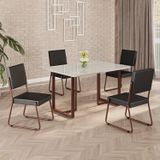 Conjunto Sala De Jantar Mesa 120x90cm Base Lunna Tampo Mdf Laca Com Vidro Napoli Preto /marrom