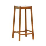 Banco Alto Amber Madeira Maciça Assento Mdf Bp Amêndoa/branco