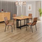 Conjunto Sala De Jantar Mesa 120x90cm Base Pérola Tampo Mdf Malibu Marrom / Preto