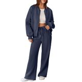 Moletom Feminino Aleumdr, Moletom De Lã Com Zíper E Calça