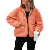 Jaqueta Feminina Reachme Sherpa Fuzzy Fleece, Laranja De Inverno