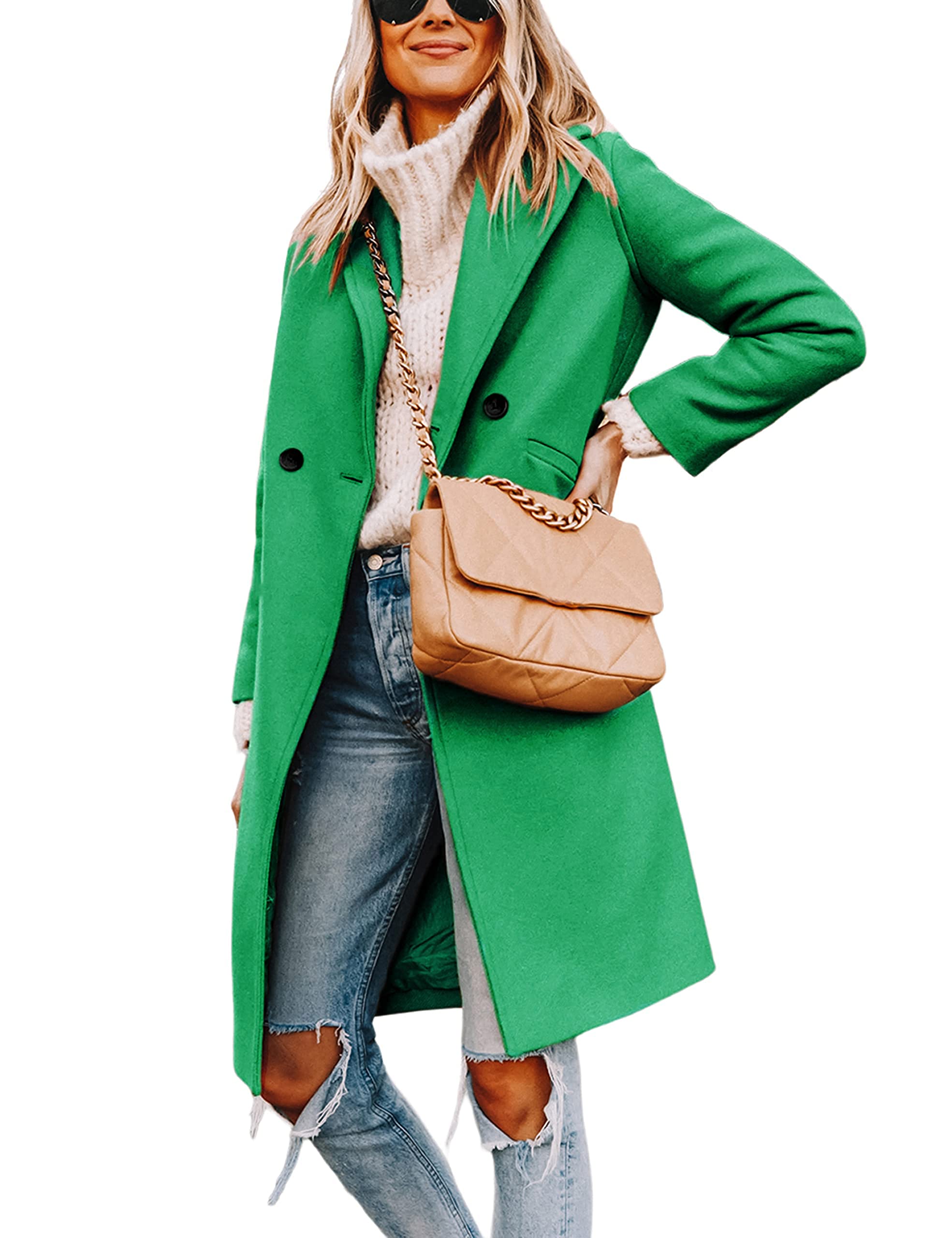 Casaco Feminino Hooever, Lã, Entalhe, Lapela, Casaco Verde Xs