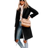 Casaco De Lã De Inverno Hooever Para Mulheres, Casual, Com Peito Único