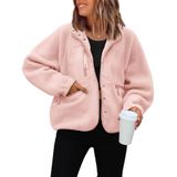 Jaqueta Feminina Reachme Sherpa Fuzzy Fleece, Casaco De Inverno, Pêssego