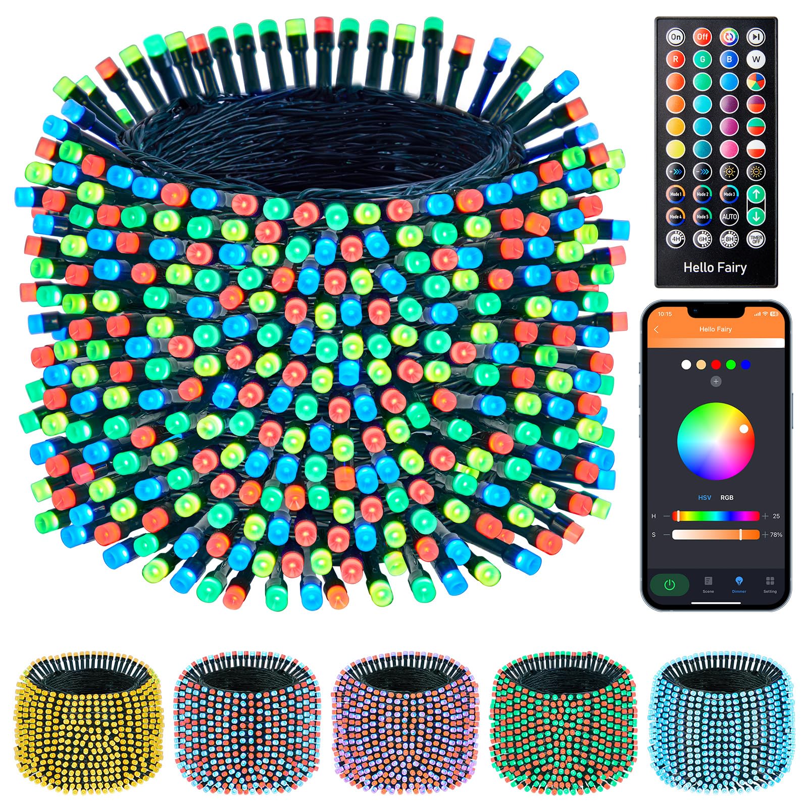 Luzes De Natal Minetom Color Changing 165 Pés 500 Led Rgb
