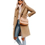 Casaco Feminino Hooever, Lã De Inverno, Lapela Com Entalhe, Peito Único