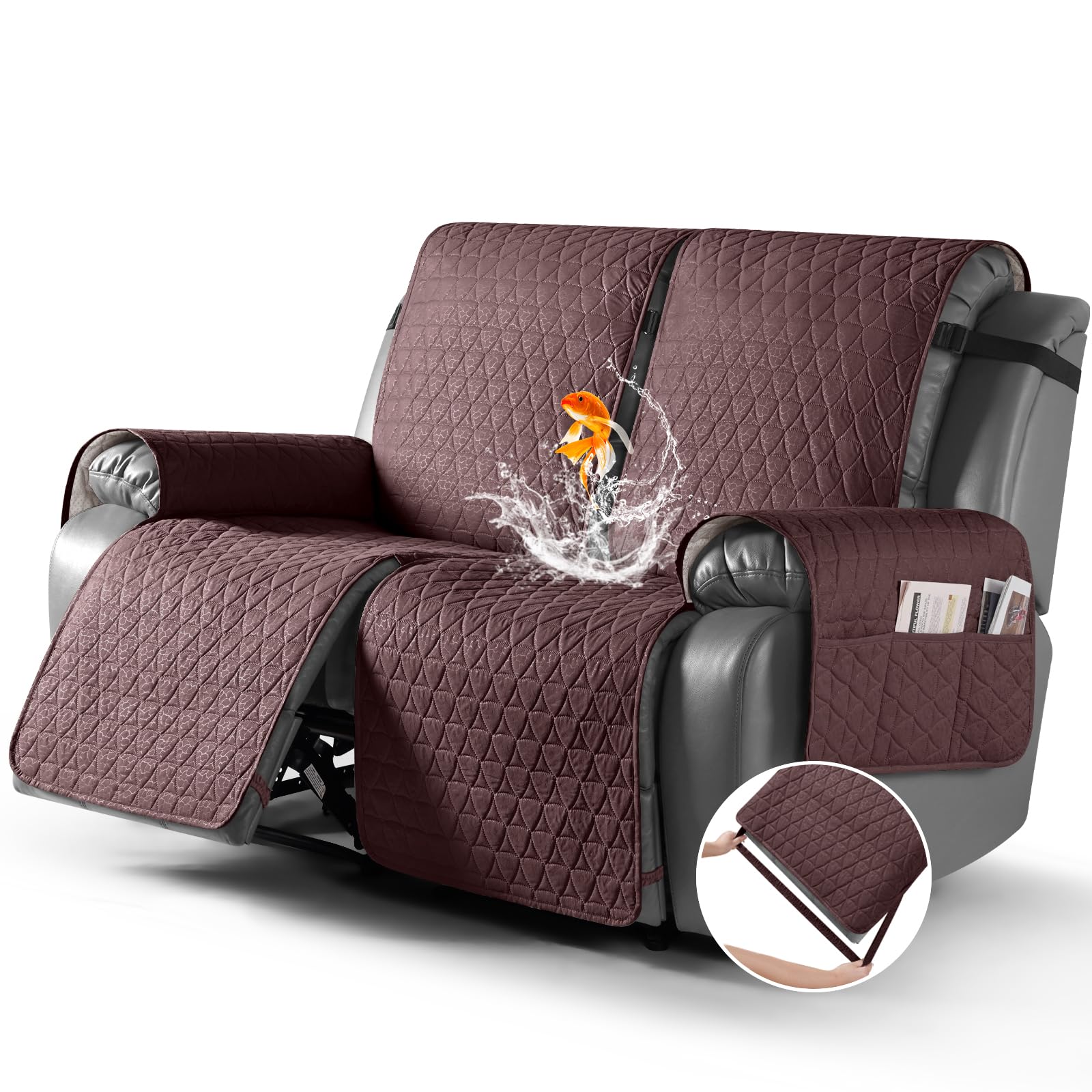 Capa Reclinável Impermeável Loveseat Taococo 2 Seater Coffee