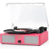 Toca-discos Udreamer Vintage Portable Com Bluetooth Rosa