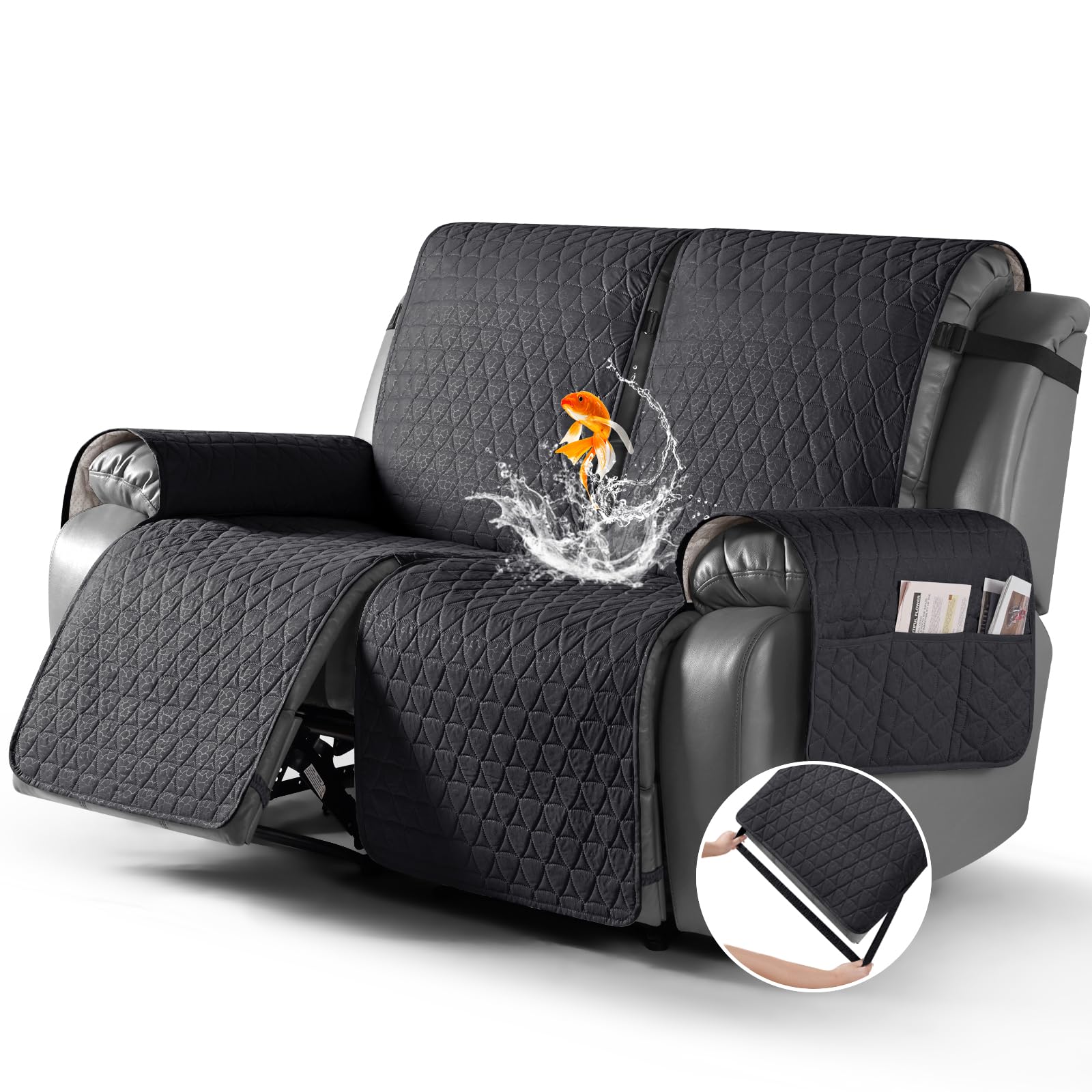 Capa Reclinável Impermeável Loveseat Taococo 2 Lugares Preta