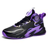 Tênis De Basquete Welrung High Top, Antiderrapante, Preto, Roxo, 9,5/8