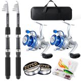 Vara De Pesca Combo Tripquips Telescópica De Fibra De Carbono De 2,1 M