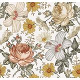 Papel De Parede Blooming Wall Multicolor Peony Daisy Self-adhesive