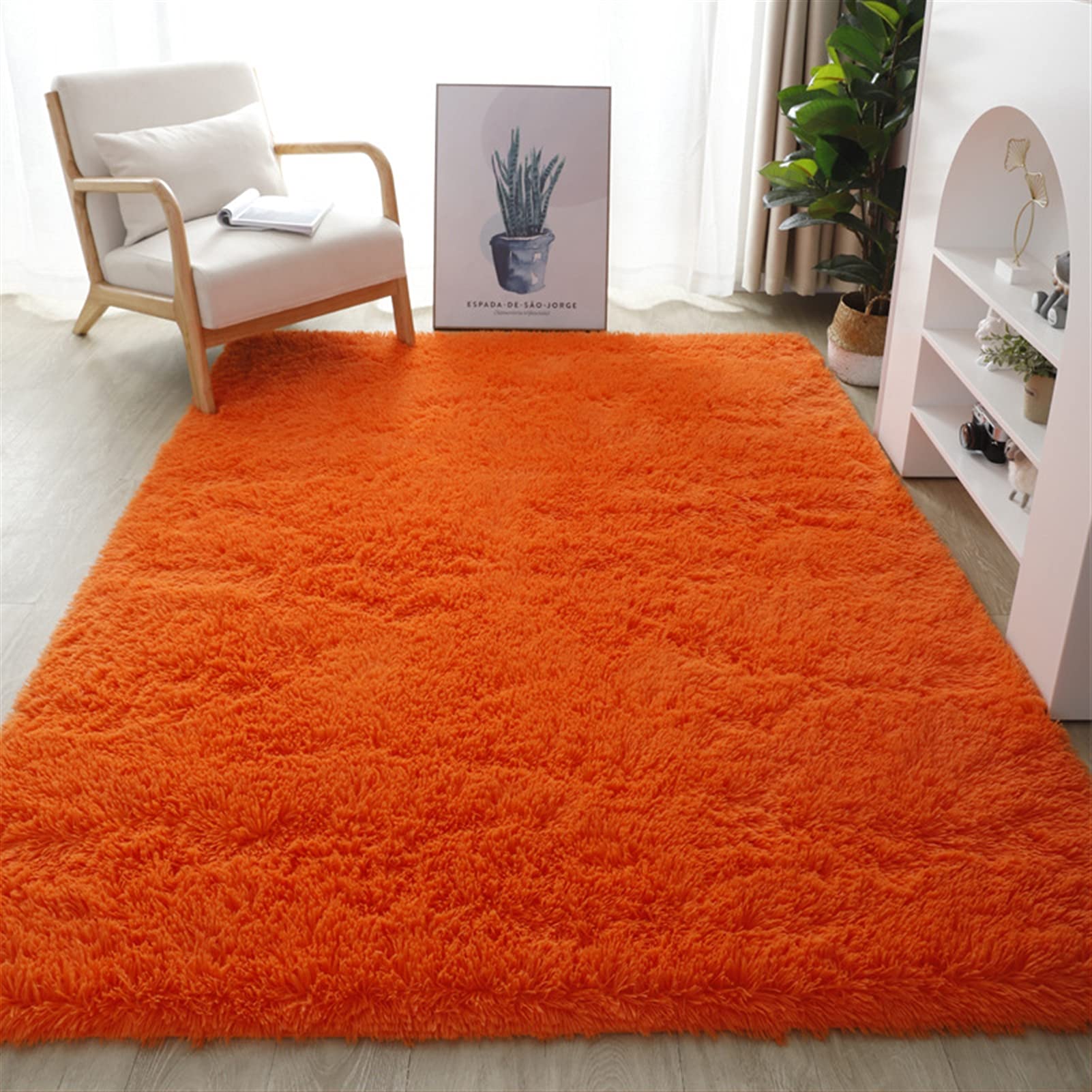 Tapete Area Lifup Soft Fluffy Cozy Plush Shaggy Orange 140 X 200 Cm