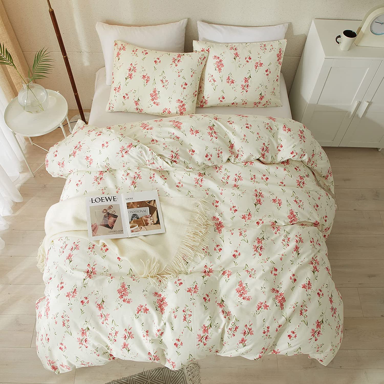 Conjunto De Capa De Edredon Motntd Floral Queen Cotton 3 Peças