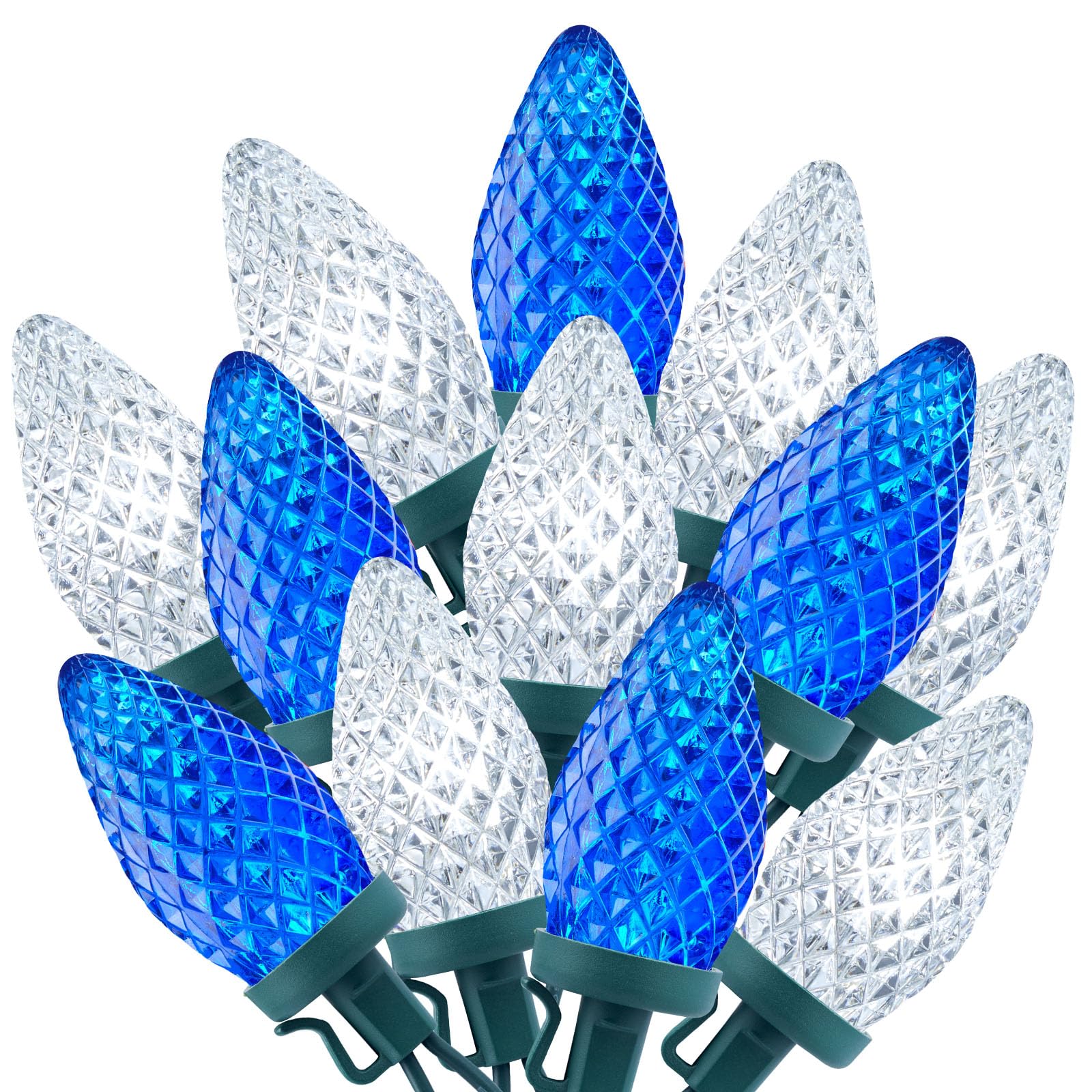 Luzes De Corda De Natal Brightown C9 Led 20m 100 Azul/branco