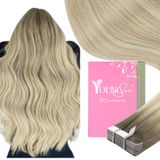 Fita Adesiva Em Extensões De Cabelo Youngsee Ombre Blonde 14 Polegadas, 20 Unidades