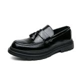 Mocassins Masculinos De Couro Tassel Platform Slip-on Nouriron Black