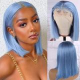 Peruca Smartinnov Hair Light Blue Bob 20cm 180% De Densidade Para Mulheres