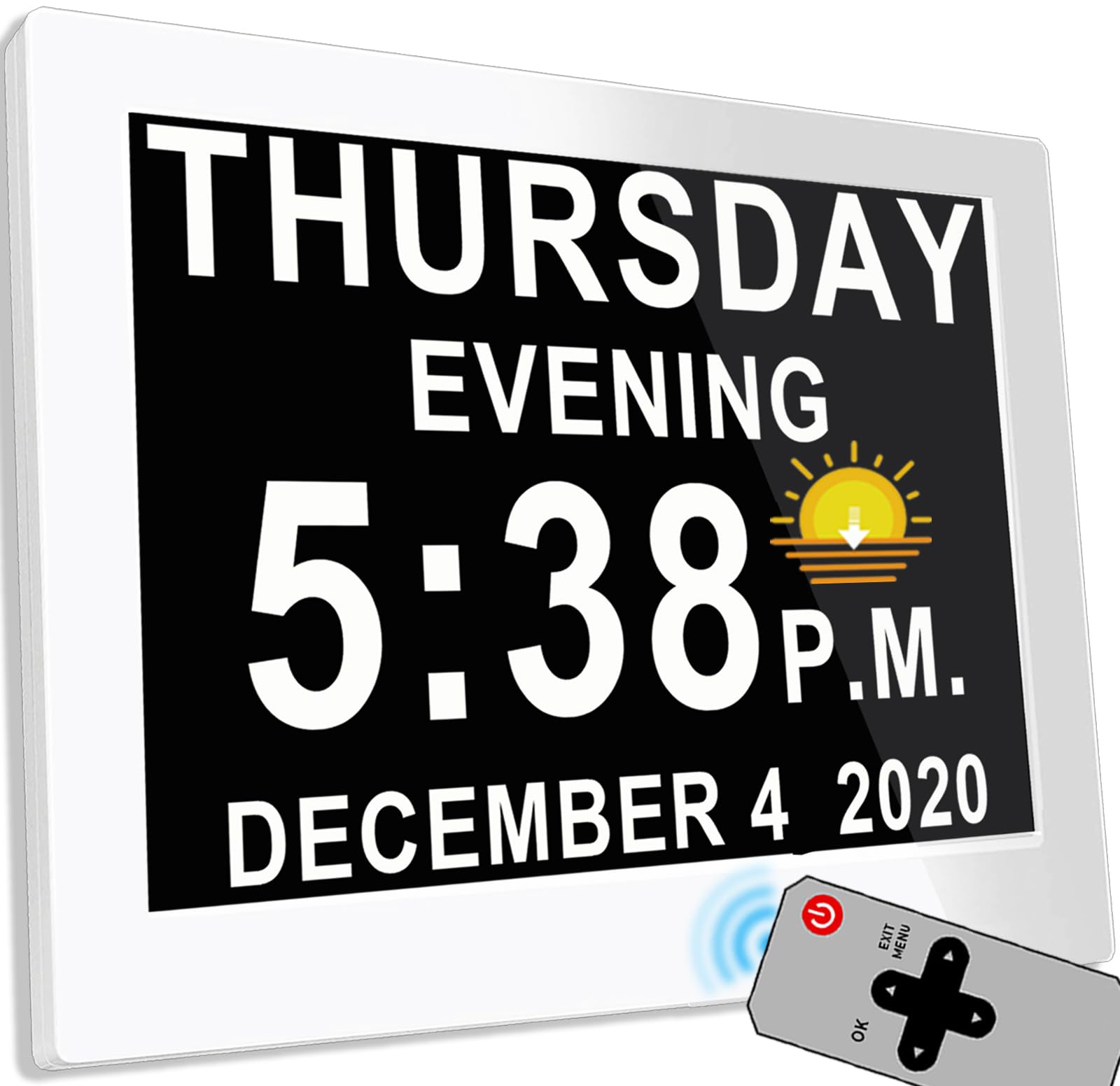 Dementia Clock Massii De 8 Polegadas Com 19 Alarmes E Controle Remoto - Branco