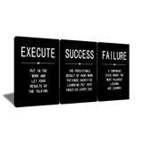 Pintura Em Tela Qyhart Success Quote Motivational 3 Peças