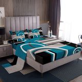 Lençóis De Cama Erosebridal Modern Turquesa Cinza Preto Azul King