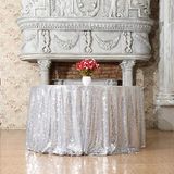 Toalha De Mesa Eternal Beauty Silver Sequin 305cm Redonda