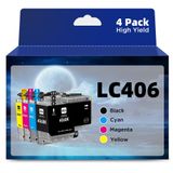 Cartuchos De Tinta Belietop Lc406 Compatíveis Com A Impressora Brother Mfc
