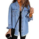 Jaqueta Jeans Vetinee Oversize Boyfriend Wave Blue Women