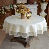 Toalha De Mesa Artable De Renda Redonda Rústica Em Macramê Bordada 90cm