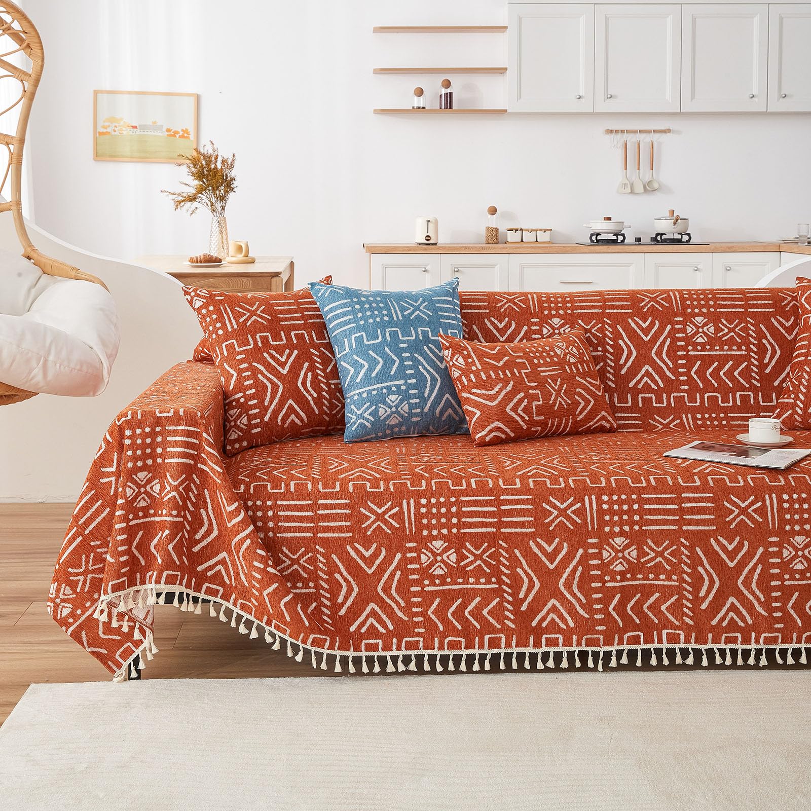 Capa De Sofá Vclife Para Sofá Secional Chenille White Caramel