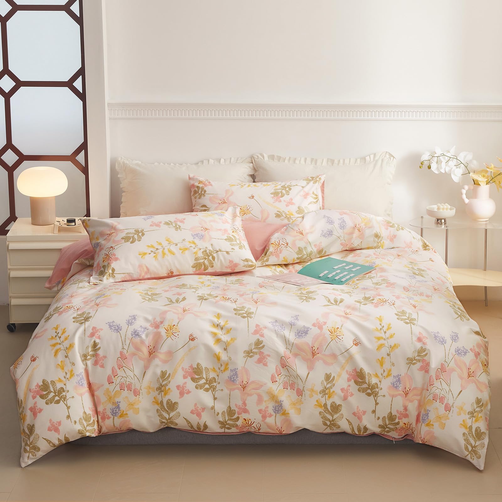 Capa De Edredon Lifetb Garden Style Rosa Floral Cotton Queen