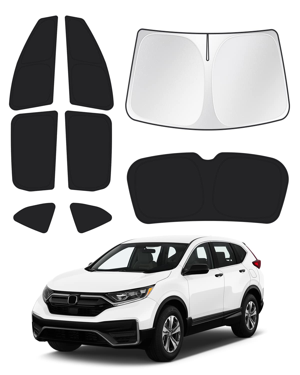 Vela Sun Shade Set Para Honda Crv 2017-2022 Com 8 Peças Pretas