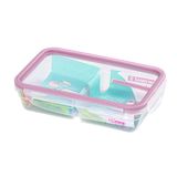 Pote Hermético Com Travas E Divisão Interna 730ml Rosa Fitness Academia Marmita Cozinha Alimento
