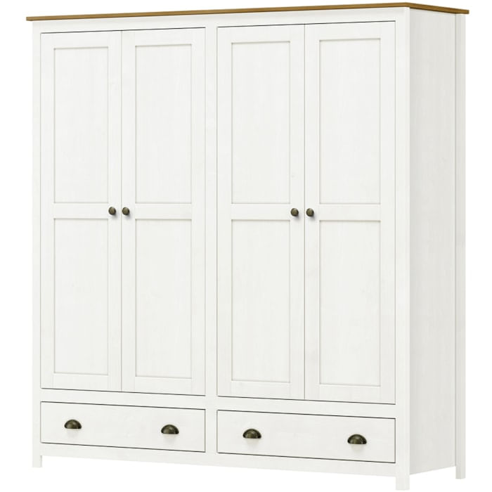 Guarda Roupa 4p 2g Madeira Maciça 176 Cm 9105 Branco Freijo Milani Store