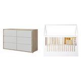 Berço Com Colchão E Comoda Montessoriano Casinha Coleção Wood Branco/treviso