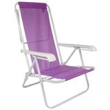 Cadeira De Praia E Piscina Reclinável Em Aço 8 Posições Sannet Mor-lilás